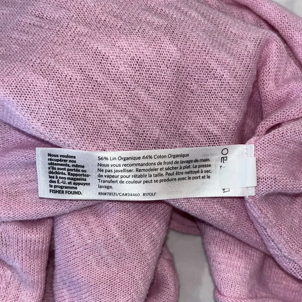 Eileen Fisher Pink Linen Cotton Long Sleeve Sweater Womens PP